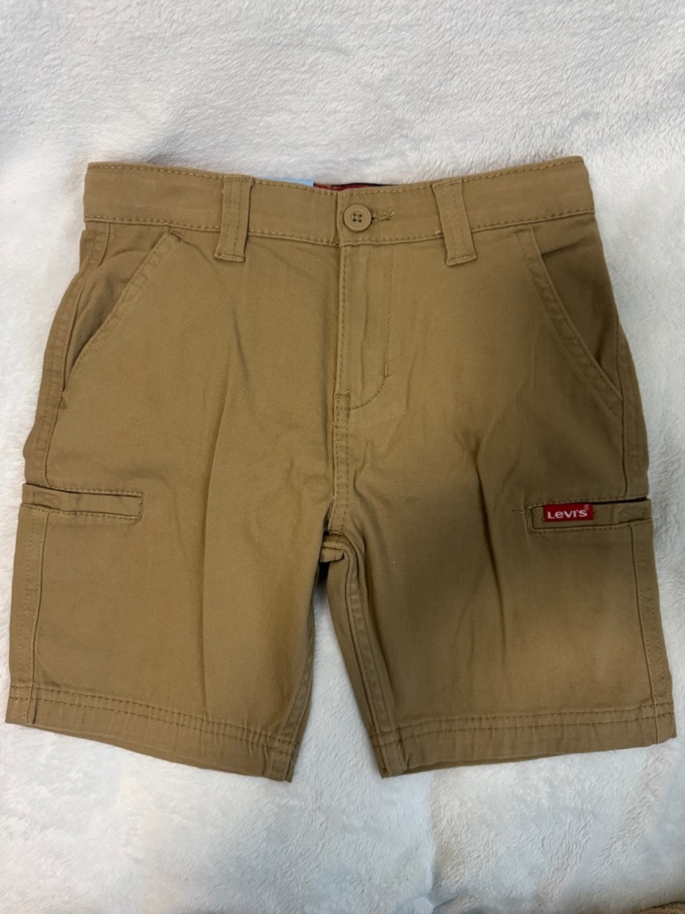 Levi's Tan Shorts with Red Waistband Logo